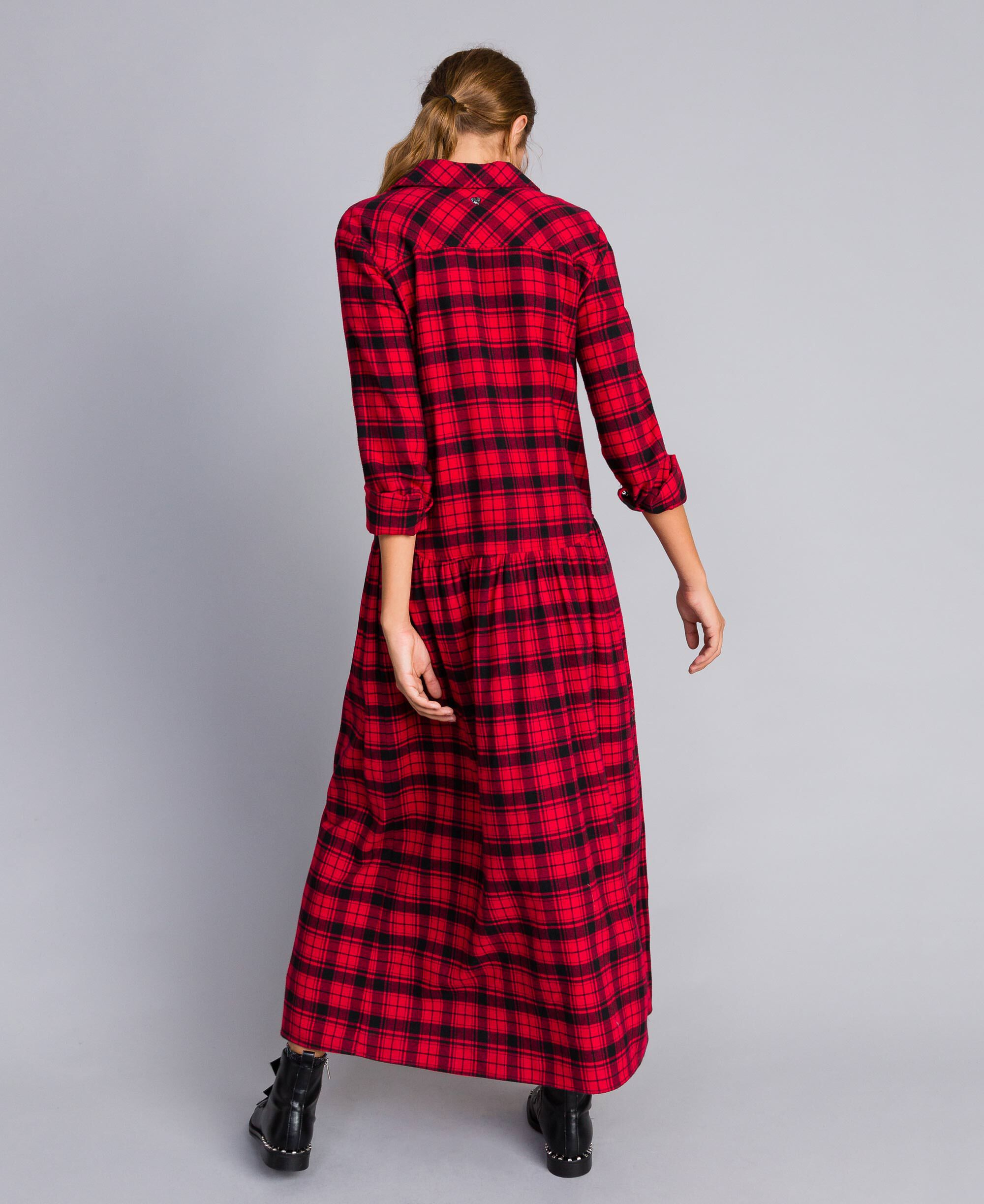 Long check flannel dress